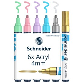 Schneider Paint-It Acrylic Pens (Set of 2 - 4mm Bullet Tip, High Coverage Acrylic Paints for Wood, Canvas, Stone and More)