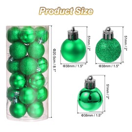 sourcing map 24Pcs 1.5" Christmas Balls Ornaments Set Shatterproof Christmas Tree Decorations Hanging Balls for Christmas Tree Holiday Decoration (Green)