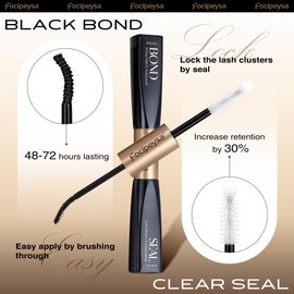 Focipeysa Eyelashes Clusters Glue Waterproof Lash Bond and Seal Glue 2-in-1 Lash Clusters Glue for Lash Extensions 10ml Lash Glue Bond and Seal Strong Hold Clusters Eyelash Extension Glue DIY Lash