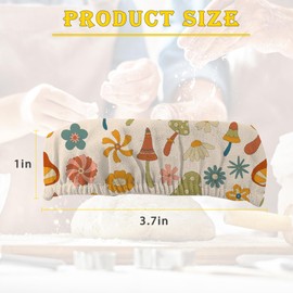 Vintage Mushrooms Sourdough Starter Jar Cloth Covers，Gifts for Women Baker 5 Pack Kit Stretchy Cloth Bowl Jar Lids Fits Jar Mouth Ranging 3"- 4" Inches