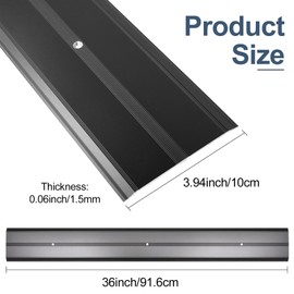 Jiekayi Aluminum Metal Door Threshold, Floor Transition Strip, 36'' L x 4'' W x 0.1'' H, Flat-Profile Threshold, Flooring Gaps Carpet Vinyl Wood, Stylish Doorway Transition Draft Protection (Black)