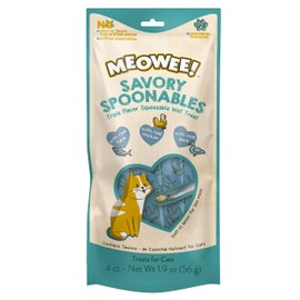 MEOWEE! Savory Spoonables with Real Tuna, Chicken & Duck, 4 Count Tube, Triple Flavor Squeezable Lickable Wet Treats for Cats with Built-in Spoon for Less Mess