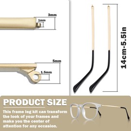 1 Pair Metal Eyeglass Replacement Arms，Universal Sunglasses Arm Legs Replacement for Thin Metal Glasses, Sunglasses（Gold）