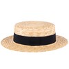 ZAKIRA Classic Straw Boater Hat Handmade from Natural Straw (Black