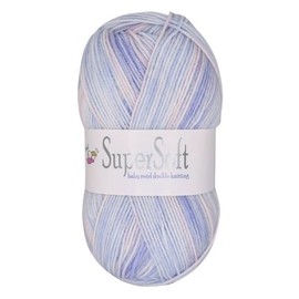 Jarol Supersoft Baby Swirl DK Knitting & Crochet Yarn, Great Value Baby Yarn Available in Multicoloured Pastel Shades, 55% Nylon & 45% Acrylic, 330 Metres, 100g Balls, Pack of 3, Blue Swirl