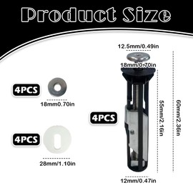 4 Pcs Toilet Seat Bolts Fittings Kit, Heavy Duty Toilet Seat Fasteners, Universal Locking Bolts for Top Lid Hinges, Easy Installation & Maintenance Replacement Screws