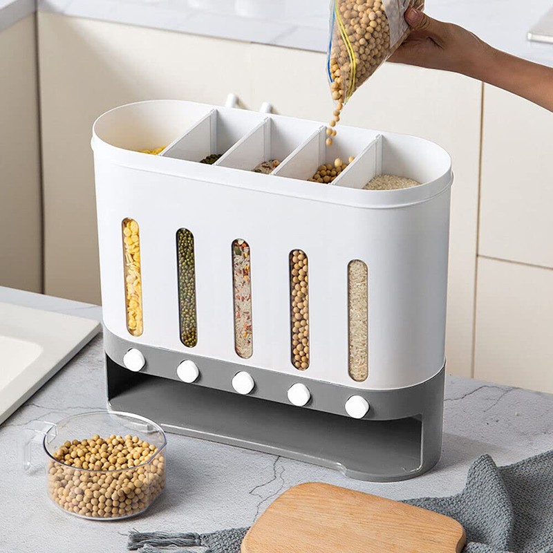 Xuthusman 10KG 360° Rotating Storage Dispenser 6 in1 Kitchen Pantry