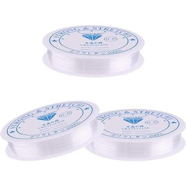 Buer Homie 3 Rolls (0.6/0.8/1.0 mm) jewellery strong elastic string wire for bracelets making, clear stretchy elastic string for jewellery making, elastic clay beads thread for bracelets beading