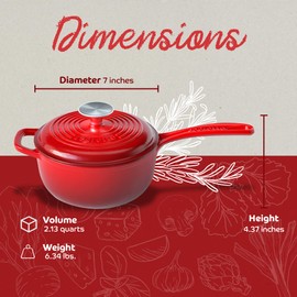 Small Sauce Pan with Lid, 2.13 QT Rosso (Gradient Red) Sauce Pot, Small Pot with Stay Cool Helper Handle and Tight-Fitting Lid - Segretto Cookware