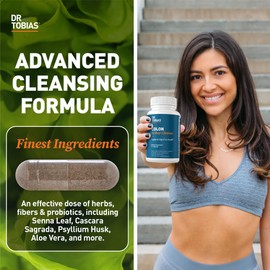 Dr. Tobias Colon 14 Day Cleanse, Advanced Gut Cleanse Detox for Women & Men with Cascara Sagrada, Psyllium Husk, Senna Leaf & Probiotics, Non-GMO Colon Cleanse, 24 Capsules, 1-2 Daily