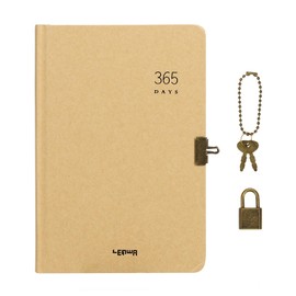365 Days Daily Planner Personal Organiser Lockable Journal Notebook Blank Secret Dairy A5 Kraft Notebook Notepad with Padlock & Keys Sketchbook Scarpbook 384 Pages Writing Drawing Memo Pad