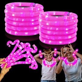 ERGDUTNK Pink 12PCS Light Up Pop Fidget Tubes Party Favors-Glow in The Dark Party Supplies for Kids and Adults, Perfect for Festivals, Birthday Parties, Raves, Concerts, and Camping Decorations
