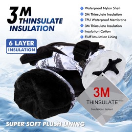 Pnosnesy Ski Gloves, Warmest Waterproof and Breathable Snow Gloves for Cold Weather, Fits Both Men & Women,for Parent Child Outdoor