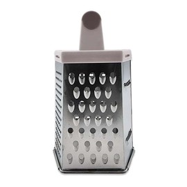 Six Sided Food Grater with Handle – Multi-Surface Metal Grater for Cheese, Vegetables & More – 19cm Height (Stone)
