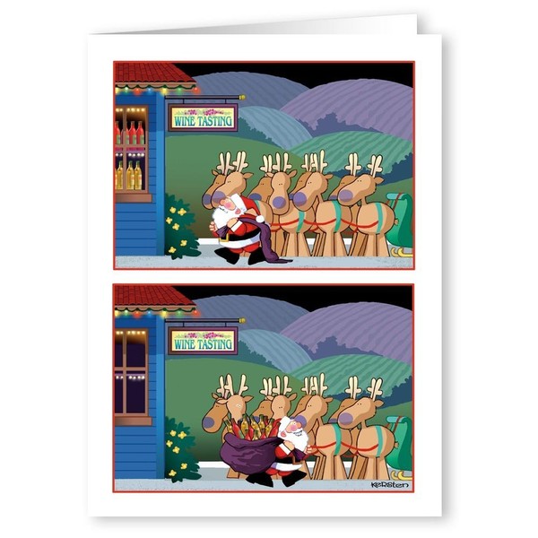 Funny Wine Theme Christmas Card - 18 Cards & Envelopes - Wine Holiday Card