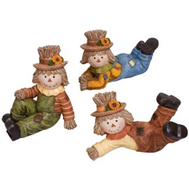 Valery Madelyn Fall Decorations for Home, Scarecrow 3 Pcs Fall Decor for Table Indoor Outdoor, Resin Thanksgiving Decorations Garden Pumpkins Figurines for Autumn Harvest Porch Tiered Tray, 3Inch
