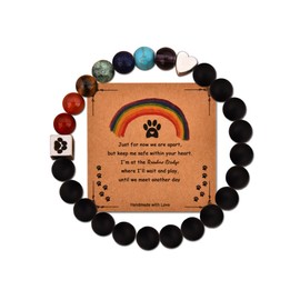 ShiQiao Spl Sympathy Gifts for Loss of Pet Memorial Bracelet for Cats Dogs Pets Bereavement Gift for Pet Owner Animal Lover Elastic Paw Print Beaded Bracelet for Women Men
