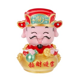 Mini CAI Shen Statue, Small Caishen Statue - God of Wealth, God of Fortune, Cute Shaking Head Caishen