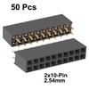 sourcing map 50Pcs 2.54mm Pitch 2x10-Pin Double Row Straight Connector