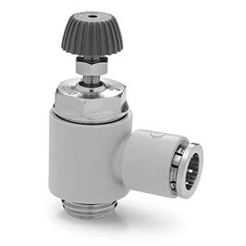 Camozzi PMCU 706-1/4-6 Plastic Flow Control Valve, Manual, Cylinder Unidirect, 1/4", 6 mm Tube