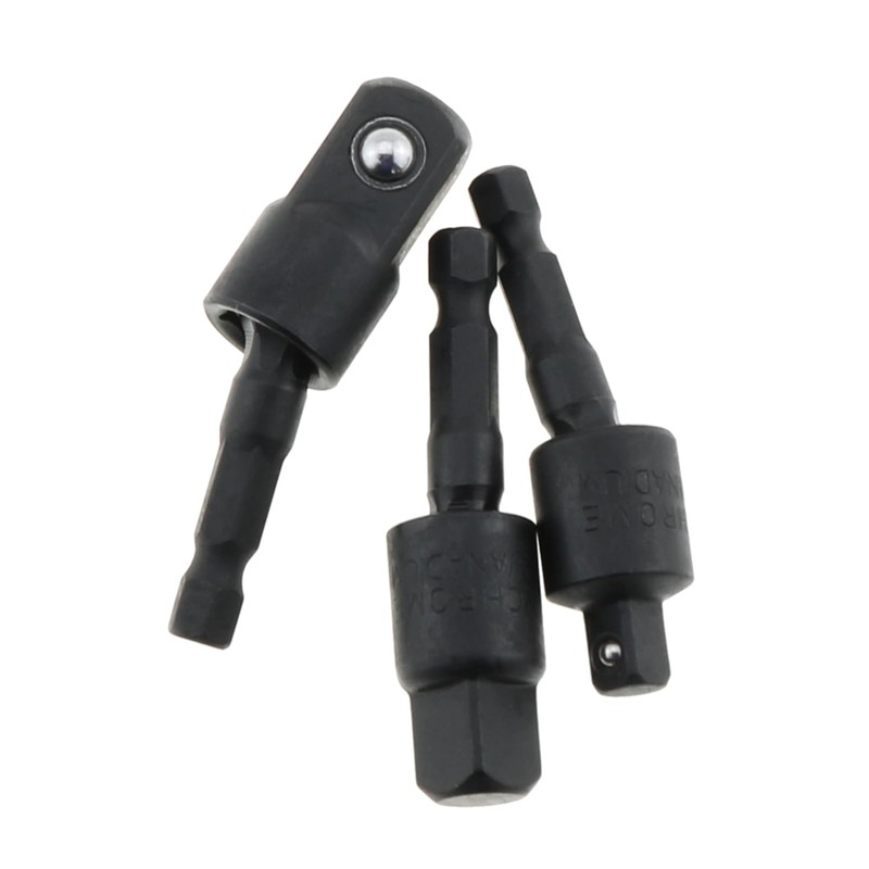 DGZZI 3PCS Swing Socket Adapter Black Universal Joint Hex Shank