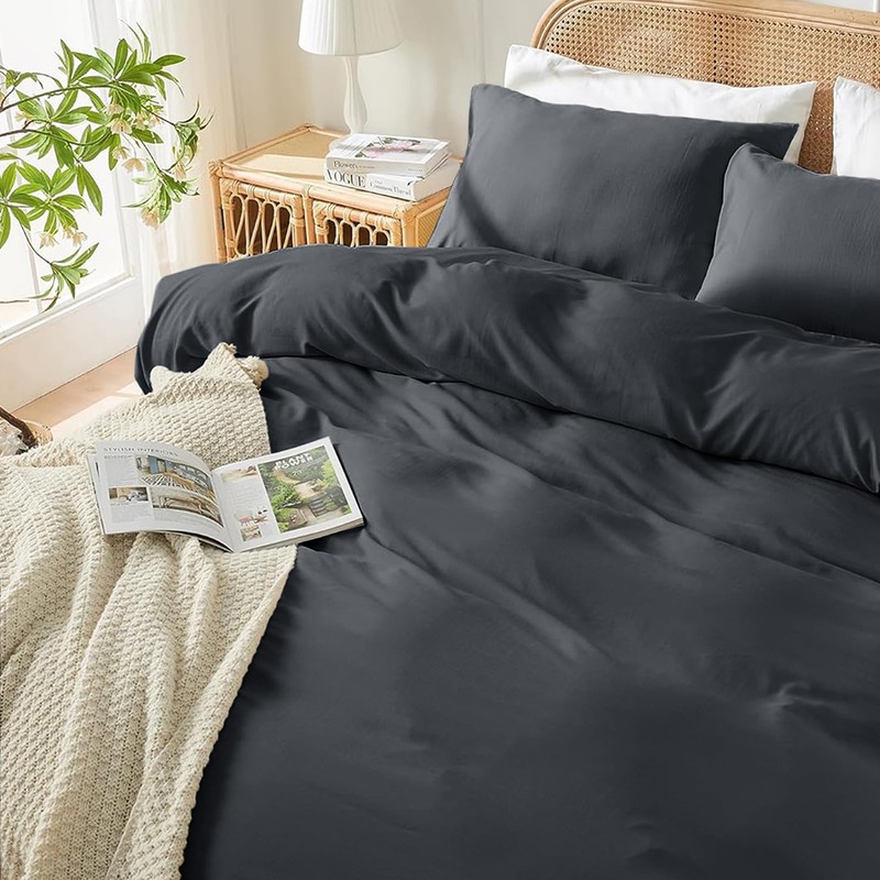 SSW HOMES Single Size Duvet Cover Set (Charcoal) - 3