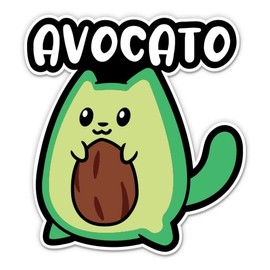 Avocato Cat Sticker - 3" Laptop Sticker - Waterproof Vinyl for Car, Phone, Water Bottle - Funny Avocado Cat Joke Decal