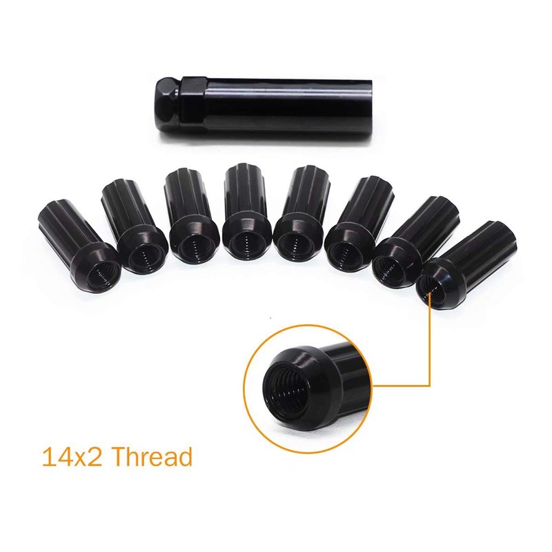 GAsupply 14x2 Lug Nuts Black, 32pcs M14x2.0 Spline Lug Nuts