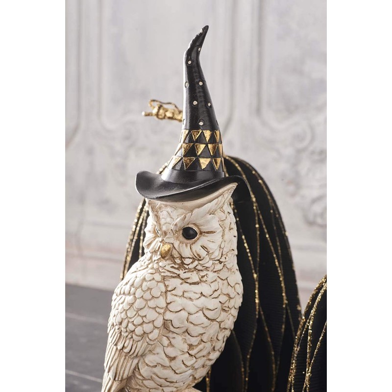 K&K Interiors 41099A 14 Inch Owl with Witch Hat On