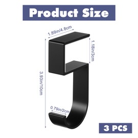 3PCS Black Purse Hook for Table - Heavy Duty Purse Holder for Table, Bag Hanger, Desk Hook for Bag, Portable Purses Clips for Tables