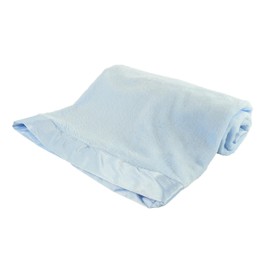 berry bebe Large Baby Blanket, Blue, Soft Plush Mink with Satin Trim Perfect Baby Gift for Baby Boy