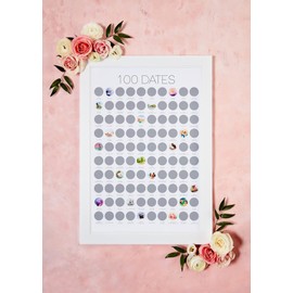 Ivvy & Co. TBD 100 Date Scratch Off Poster - Date Night Wish List Anniversary for Couples Date Night Ideas Birthday for Women