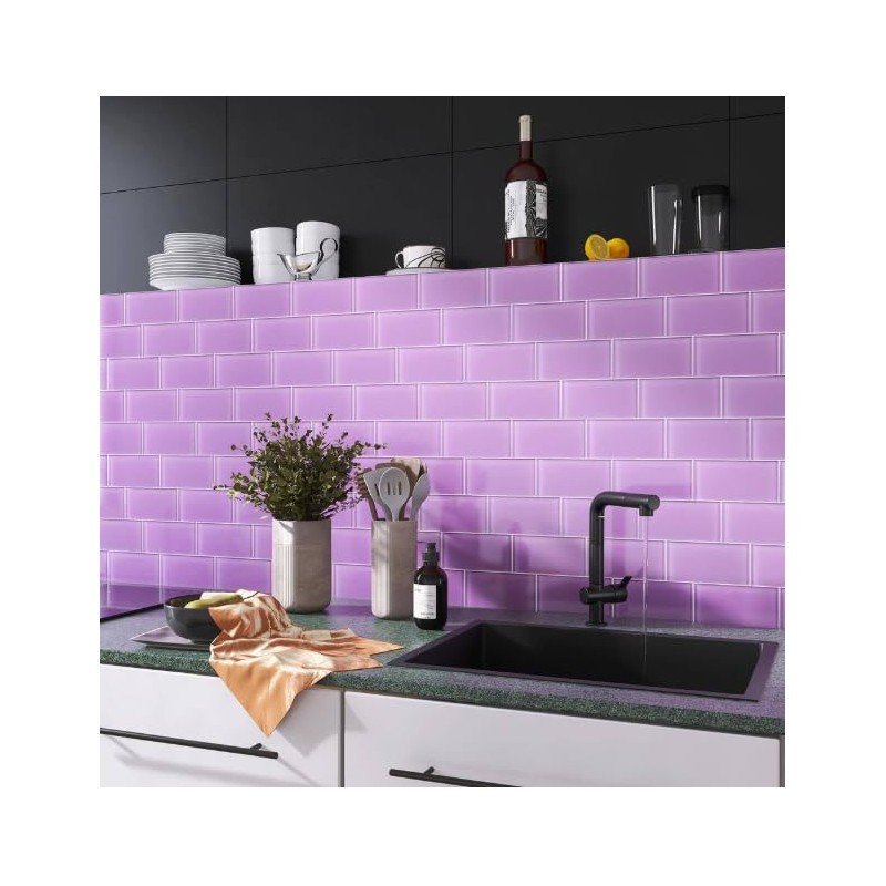 Tenedos Purple Rain 3x6 Glass Subway Wall Tile for Kitchen