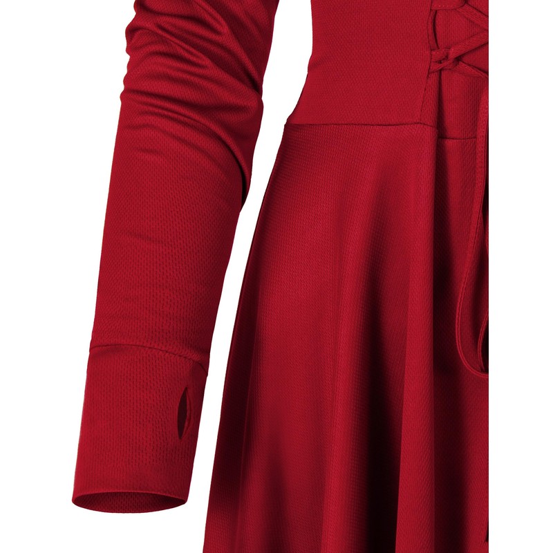 Irtysh Womens Base Vintage High Low Pullover Medieval Hooded Robe