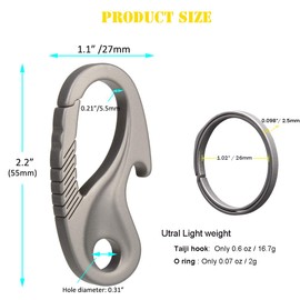TISUR Key Chain, Titanium Alloy, Key Ring, For Cars, Motorcycles, Carabiners, Smart Keychains, Anti-Loss, Present, Gift (Bottle Opener Type, Keychain x 1 + Keyring (K1) x 1