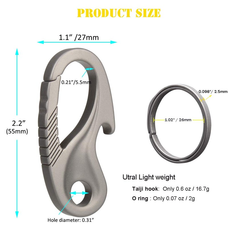 TISUR Key Chain, Titanium Alloy, Key Ring, For Cars, Motorcycles,