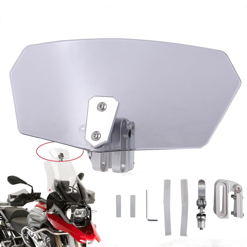 Bohaner Motorcycle Windscreen Smoke Wind Deflector Clip-on Wind Shield Attachment