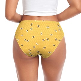 PBJCKAH Soft Underwear Women Briefs Honeycomb Cartoon Bees Yellow Honey Breathable Ladies Hipster Panties XL