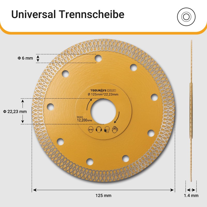 TOOLMAYS Diamond Cutting Discs 125 mm Diamond Disc for Tiles,