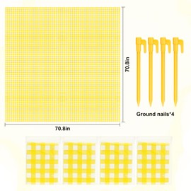 yuuzue 4 Pcs Disposable Outdoor Picnic Blankets 70.9''x70.9'' Portable Pocket Blanket Foldable Waterproof Picnic Mats Sandproof Beach Blanket with Ground Spikes for Beach Travel Hiking Camping