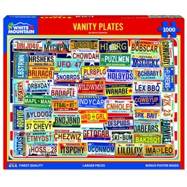 White Mountain 1000 Piece Jigsaw Puzzle State License Plates Collage Puzzles with Large Pieces for Adults and Famlily 24"x30" - Vanity Plates