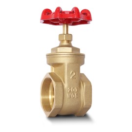 2" NPT Brass Gate Valve, Heavy Duty Female x Female Thread Manual Rotary Sluice Valve with Wheel Handle for Water, Oil, Gas, Industrial Plumbing, and HVAC Systems (2", DN50)