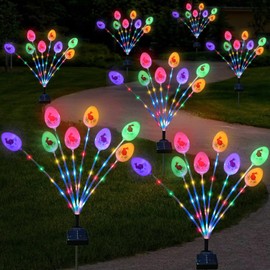 Lmtocs Solar Easter Decorations Outdoor Stake Lights, 2 Packs 16LED Solar Egg Lights for Easter Decor, Waterproof Outdoor Decor for Spring Garden Yard Pathway Lawn