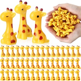 Simgoing 50 Pcs Mini Resin Giraffe Tiny Giraffe Resin Ornaments for Garden Home Decoration Zoo Animal Micro Landscape Ornaments Kit Fairy Dollhouse Accessories (Cute)