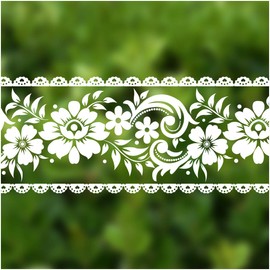 VEELIKE Lace Border Window Sticker Transparent White Removable Peel and Stick Wallpaper Wall Waist Line Sticker for Wall Glass Window Door Home Decor DIY (4 inch×32.8 ft)