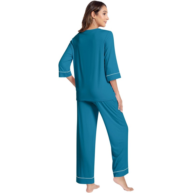 NACHILA Women's Pajamas Set-Viscose Made from Bamboo, 3/4 Sleeve Pjs