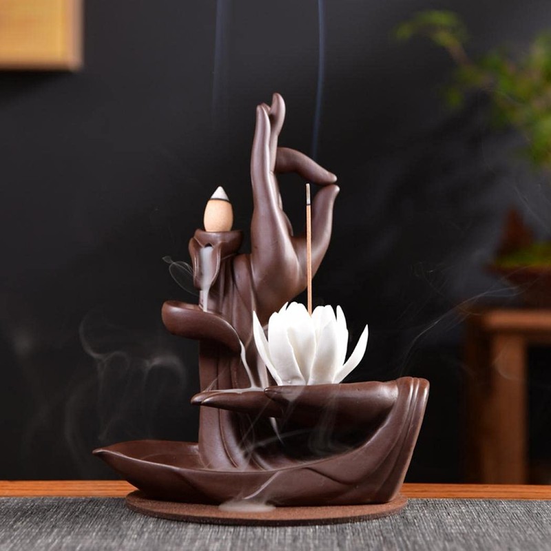 LYUK Lotus Backflow Incense Burner Backflow Incense Holder Ceramic Home