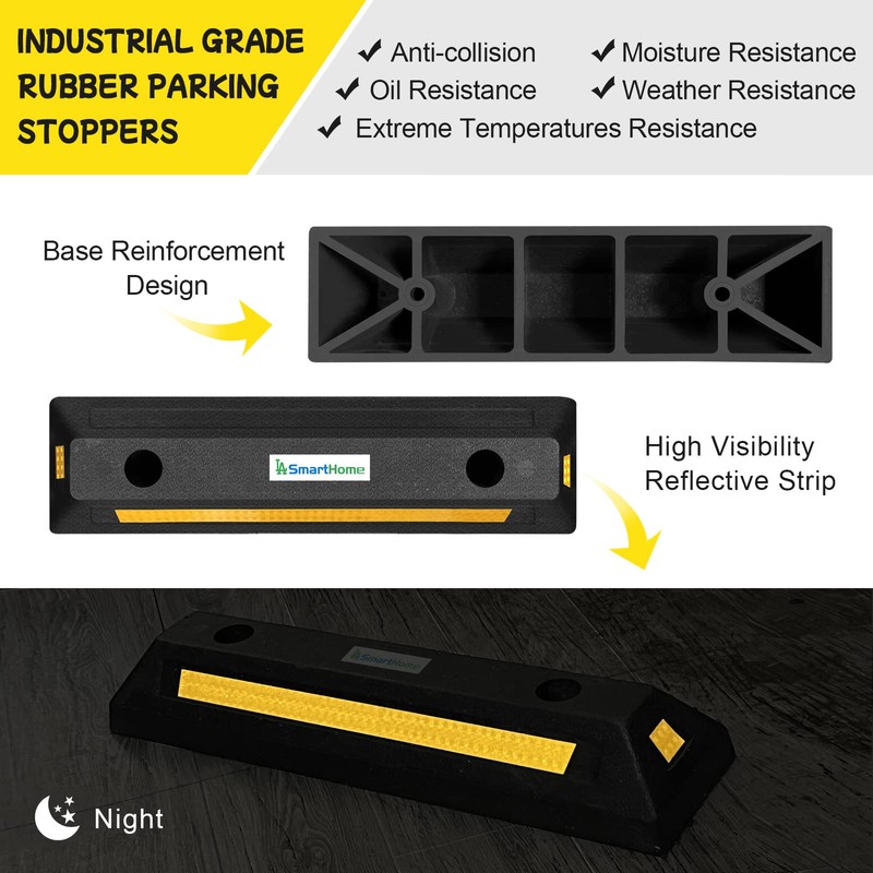 Car Parking Stopper – 2PCs Heavy Duty Rubber Curb Car