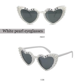 SALOCY Bachelorette Party Bride Sunglasses Heart Sunglasses or Women Bachelorette Party Bride Pearl Glasses Bachelorette Party Accessories Party Gift Supplies