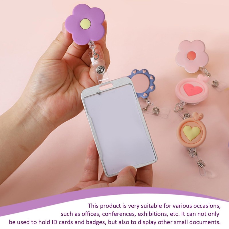 5-Piece Badge Clip, Retractable Badge Holder, Creative Cute Badge Clip,
